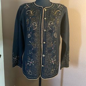 Sussanna vintage Hand-Beaded Cardigan wool Sweater